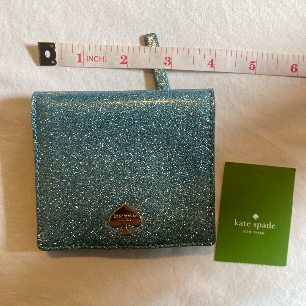 Kate Spade Teal Glitter Card Holder - Picture 3 of 16